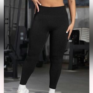 NWT High-Waisted, Ruched Tummy Control Black Leggings